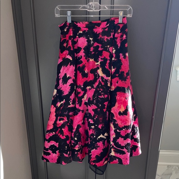 Anthropologie Tracy Reese Vibrant Pink and Black A-Line Skirt - Picture 2 of 7